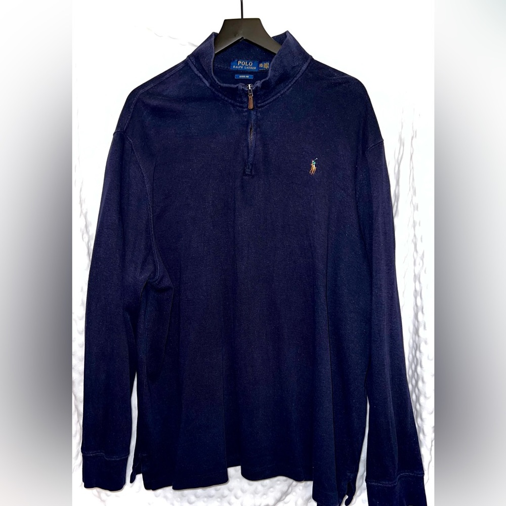 Navy Polo Ralph Lauren quarter zip sweater. GUC